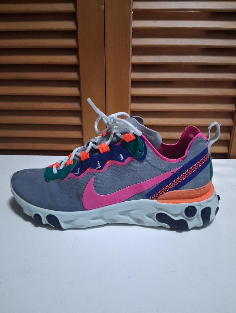 Nike React Element 55 'Wolf Grey Fuchsia' Women's Sneaker * Size: 8